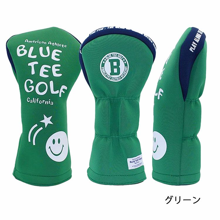 ブルーティーゴルフストレッチスマイルヘッドカバーヘッドカバードライバー用BLUETEEGOLFHC-034