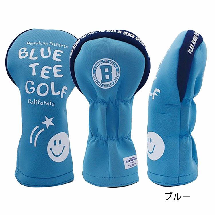 ブルーティーゴルフストレッチスマイルヘッドカバーヘッドカバードライバー用BLUETEEGOLFHC-034